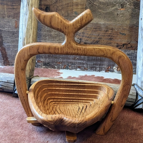 Vintage Wooden Apple Expandable Basket Country Farmhouse Decor - Picture 7 of 10